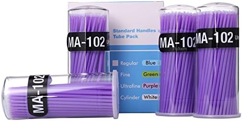 FlyItem 400 Pcs Purple Professional Ultrafine Disposable Micro Mascara Applicator Brush Bendable Individual Eyelash Extension Mini Fiber Swabs Eye Lash Makeup Cosmetic Tool (Purple)