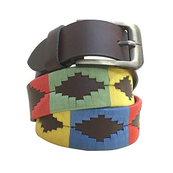 Carlos Diaz Cinturón de polo argentino de cuero marrón bordado para hombres y mujeres unisex | DeHippies.com