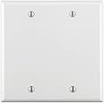 Leviton 88025 2-Gang No Device Blank Wallplate, Standard Size, Thermoset, Box Mount, White