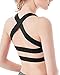 SHAPERX Women's Sports Bra Padded Breathable High Impact Support Criss Cross Back Yoga Gym Bras, SZ143-Black-M