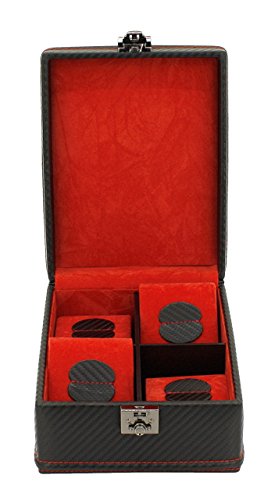 Friedrich|23 Unisex Uhrenkasten für 4 Uhren Feinsynthetik in Carbon-Optik Schwarz 32049-2 - 