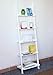 Topeakmart Living Room White Wooden 70 Inch 5 Tier Leaning Ladder Shelf Bookcase Bookshelf Stylish Display Storage Shelves Unit