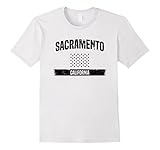 Mens Sacramento California T-Shirt Distressed USA Flag Medium White