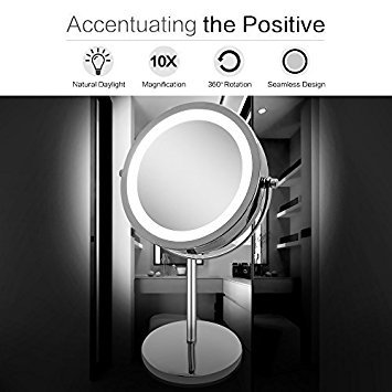 image for AMZTOLIFE Vanity Mirror with Light 10x Magnified Lighted Makeup Mirror