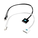 2-Pack Top Quality 8 Pin Lightning to 30 Pin Adapter Sync Charger w/ 3.5mm Audio Plug for iOS 9.3 and Below (White-Black)