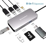 VANKYO USB C Hub, 8-in-1 USB C Adapter with 1Gbps Ethernet Port, 4K USB C to HDMI, 3 USB 3.0 Ports, SD/TF Card Reader and PD 2.0 Charging Port for MacBook Pro, ChromeBook, Samsung S9 with Mini Type C