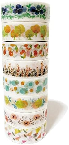 Kodamaa 8 Rolls/16 Rolls Colored and Patterned Decorative Paper Washi Masking Tape, Perfect for Scrapbooking, Journaling, Cards, DIY, Arts &amp; Crafts (Tree Patterns(8 Rolls))