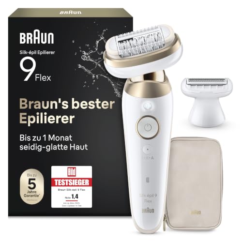 Braun Silk-épil 9 Flex Epilierer Damen mit Flexiblem 360°-Kopf, Wet&Dry, Langanhaltend Glatte Haut, Ladyshaver, Rasieraufsatz und Trimmeraufsatz, Made