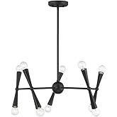 Savoy House M100128MBK Meridian Contemporary Unique Chandelier, 10-Light 600 Total Watts, 10" H x 24" W, Matte Black