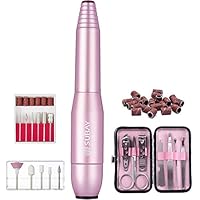 11 in 1 Electric Nail Drill Set,Professional Portable Handpiece File Grinder Manicure Pedicure Tools with Nail Polish Clippers Kit, 20PCS Nail Sand Bands for Acrylic Gel Nails UL Certificate Adapter