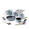 GreenPan Mayflower Ensemble de casseroles et poêles 13 pièces en céramique antiadhésive, manche en bois vintage, sans…