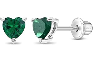 925 Sterling Silver Girls CZ Heart Hypoallergenic Safety Screw Back Earrings - Adorable 5mm Heart Earrings for Young Girls - 