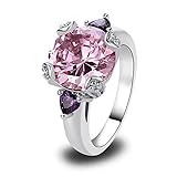 Psiroy Women's 925 Sterling Silver 6.5ct Pink Topaz Filled Ring