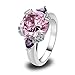Psiroy 925 Sterling Silver Created Pink Topaz Filled Solitaire Engagement Ring