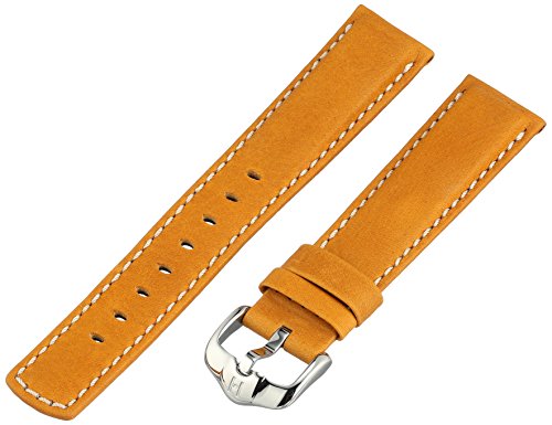 Hirsch 20mm Leather Watch Strap, Color:Gold-Toned (Model: 145021-70-20)