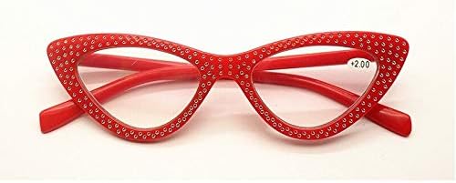 YEDDA Comfortable Reading Glasses， Cat Eye Reading Glasses Women Men Presbyopic Eyeglasses Female Male Hyperopia Eyewear Fashion Spectacles With Rhinestone Read a Newspaper (Color : Red, Size : +200)