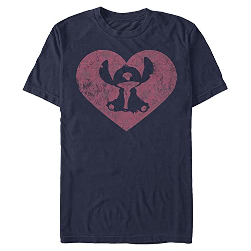 Disney Lilo & Stitch Stitch Heart Tall Men's Tops Short Sleeve Tee Shirt Navy B…