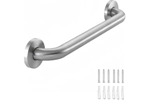 RAEMNAKY Stainless Steel Bathroom Safety Shower Grab Bar, Anti Slip Bathtubs Grab Bars,Toilet Assist Saft Handle Handrail ADA Compliant 500lbs for Handicap Elderly Senior (Brushed, 12 Inches)
