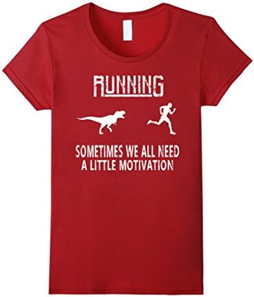 Women's Running Motivation Raptor Dinosaur T-shirt Motivate Runner Small Cranberry