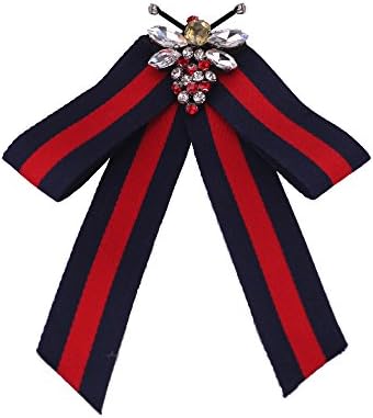 Olyly Crystal Wedding Party Bow Tie, Designer Rhinestone Pre-tied Bee Brooch Pin Collar Jewelry (2-blue)