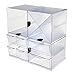 Deflecto Stackable Cube Organizer, Desk and Craft Organizer, 4 Drawers, Clear, Removable Drawers and Dividers, 6