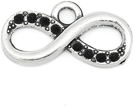 Terrific 100pcs Pendants "8" Shape Silver Tone 17mm x 9mm(5/8"x 3/8"), Rhinestone Fillable