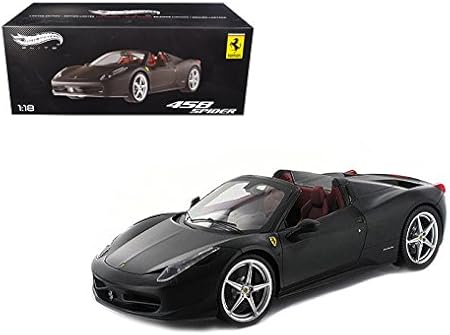 Amazon Hotwheelsホットホイール X5485 フェラーリ 458 イタリア スパイダー マットブラック エリートエディション 1 18 ダイキャストカーモデル ミニカー ダイキャストカー おもちゃ