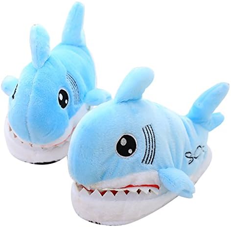 zenicham Wome's Winter Warm Shark Anti-Slip House Slippers Indoor Warm Cotton Slippers, Ladies Girls Cute Cartoon Winter Soft Cozy Booties Non-Slip Plush Mules Home Bedroom Slip-On Shoes Ankle