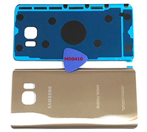 (md0410) Galaxy Note 5 OEM GOLD Rear Back Glass Lens Battery Door Housing Cover + Adhesive + Opening Tool Replacement For N920 (Fit all carriers)