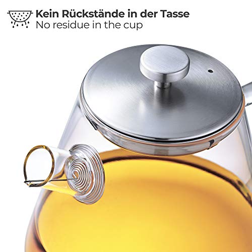 SILBERTHAL Teekanne Glas 1,5 Liter - mit Siebeinsatz & Deckel - Infuser für HeiÃgetränke & Cold Brew Tea - Ideal für Stövchen – Bild 6