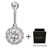 Calors Vitton Silver Plated Round Cubic Zirconia Navel Piercing Belly Rings Clear 128