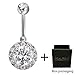 Calors Vitton Silver Plated Round Cubic Zirconia Navel Piercing Belly Rings Clear 128