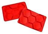 5 In 1 Hexagon Burger Press Nonstick Flexible Red Silicone BBQ Patty Mold
