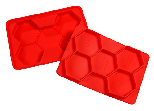 5 in 1 Hexagon Burger Press Nonstick Flexible Red Silicone BBQ Patty Mold