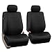 FH Group Front Set PU Leather Car Seat Covers for Low Back Seat with Removable Headrest, Universal Fit, Airbag Compatible Seat Cover for SUV, Sedan, Black