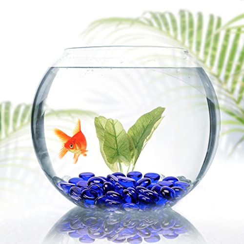 FUTUREPLUSX Flat Marbles Bulk, 100PCS Dark Blue Flat Marbles Glass Beads Aquarium Pebbles for DIY Crafts Fillers Scatter Decor