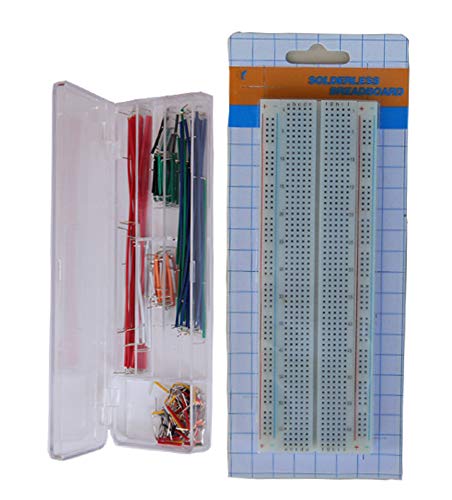 Tektrum Externally Powered Solderless 830 Tie-Points Experiment Plug-In Breadboard + Pre-Formed Solid Jumper Wires for Proto-Typing Circuit/Arduino – Build Circuit without Soldering