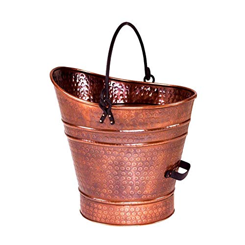 BS Firewood Carrier Copper Wood Holders Rack Basket Container Metal Set Tool Fireplace Log Holder Indoor Pellet Bucket Antiqued Finish 2 Ergonomic Handles Stove Organized & eBook by BADA Shop