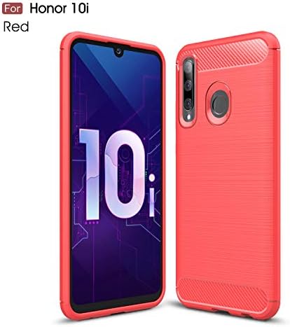 MYLBOO Case for Honor 10i case, Ultra Slim Lightweight Carbon Fiber Design Flexible Soft TPU Case Highstrength Shockproof Protective Back Cover to Protect The Mobile Phone for Honor 10i (Red)