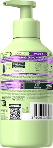 Questa versione migliore: Garnier Fructis Method Crema per ricci senza risciacquo, per tutti i tipi di ricci, 100H anti-crespo, con acido ialuronico e burro di karitè, senza solfati e siliconi