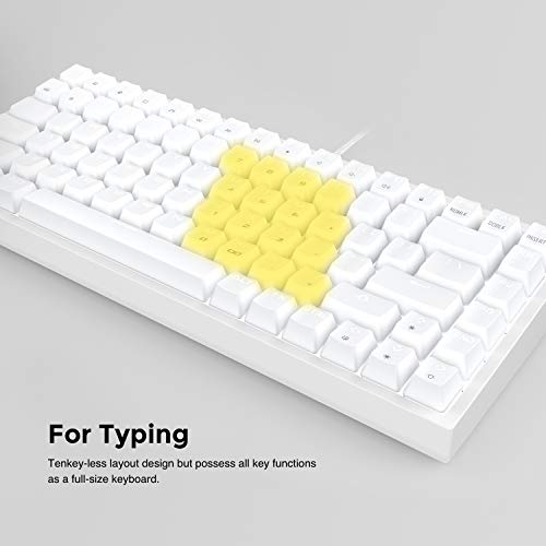 DREVO Gramr Teclado Mecánico con Cable USB, Tipo TKL, 84 Teclas, Retroiluminación LED Blanca, Tamaño 75%, Interruptores Cherry MX Marrón - Imagen 6