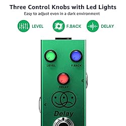 Sofadio Delay Guitar Pedal, True Bypass DC 9V Mini