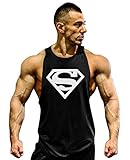 Gillbro Mens GYM Muscle Workout T-Shirt Bodybuilding Tank Top Superman Pattern,A,L