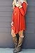 Women's Long Sleeve Casual Loose T-Shirt Dress Orange S