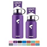 Simple Drink Stainless Steel Insulated Water Bottle - Wide Mouth Leak Proof Vacuum Outdoors Coffee Mug - Ice Cold Up to 24 Hrs/Hot 13 Hrs Double Walled Flask - Laser Marking