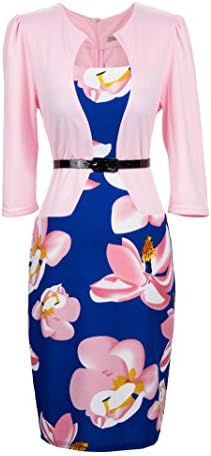 Yilia Women Colorblock Wear to Work Business Party Bodycon One-piece Dress