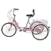 Barbella Adult Tricycle, 24-Inch Single and 7 Speed Three-Wheeled Cruise Bike with Large Size Basket for Recreation, Shopping, Exercise Men’s Women’s Bike (7 Speed Light Pink)thumb 3