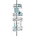 iDesign York Metal Wire Tension Rod Corner Shower Caddy, Adjustable 5'-9' Pole and Baskets for Shampoo, Conditioner, Soap with Hooks for Razors, Towels, Silver