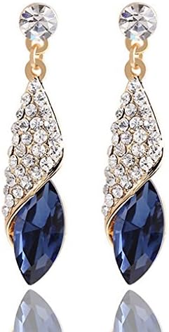 Gold Plated Luxury Brand Women Geometric Crystal Tear Drop Long Wedding Earrings