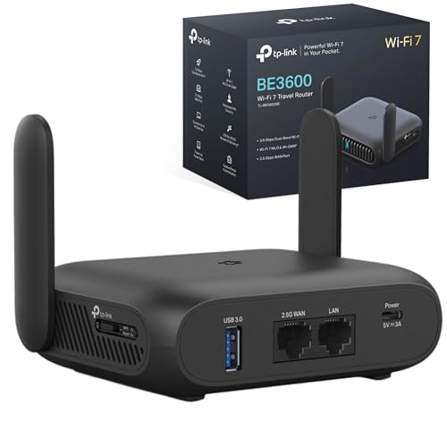 TP-Link TL-WR3602BE Wi-Fi-7 Reise WLAN Router: BE3600 Dual-Band Access Point mit Powerbank-Betrieb, 2,5G WAN+1G LAN, OpenVPN & WireGuard(𝟯𝟱+ 𝗩𝗣𝗡-𝗔𝗻𝗯𝗶𝗲